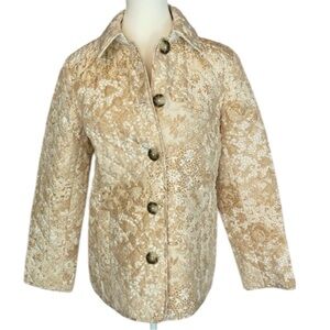 Chico’s Quilted Jacquard Floral Button‎ Jacket Beige Metallic Size 1 (8/10)